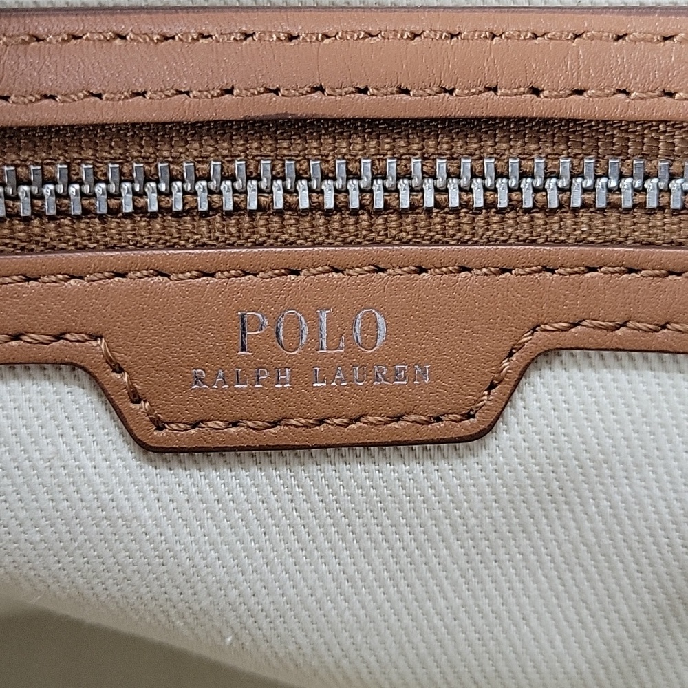 Polo by Ralph Lauren Camel Leather Satchel with Braided Trim Crossbody Bag - Picture 16 of 16